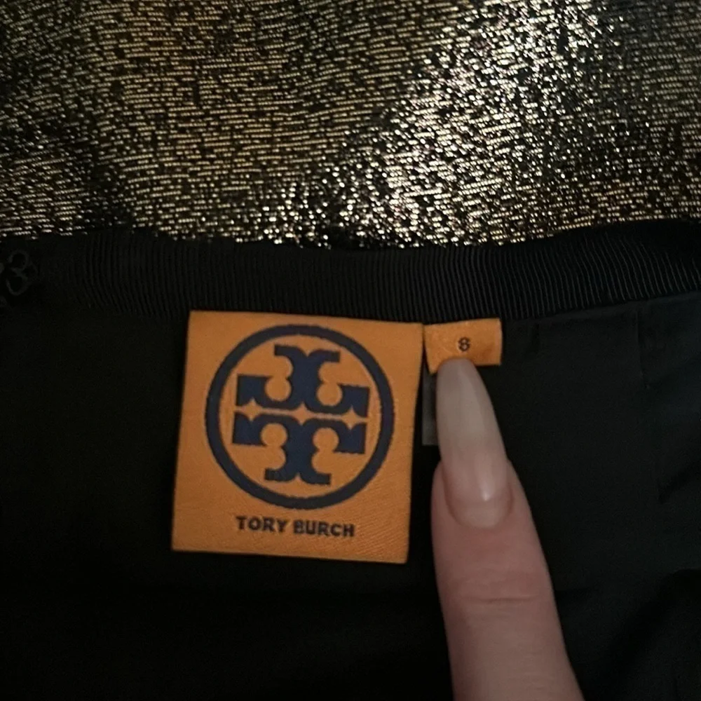 NWOT Tory Burch gold shimmery Brandy elegant metallic pencil skirt size 8